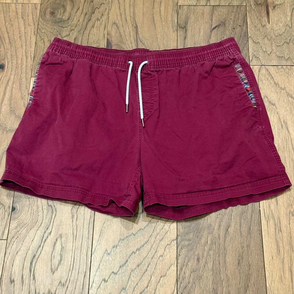 Wowie Gramps Shorts Mens XL Burgundy Maroon Cotton Stretch Casual Drawstring